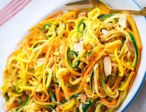 Low FODMAP Sweet Chili Summersquash Noodles with Chicken & Lemongrass